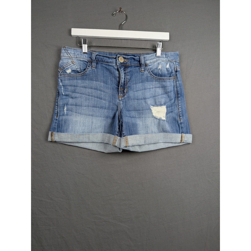 Rock & Republic Womens Blue‎ Distressed Studded Star Denim Shorts Size 12